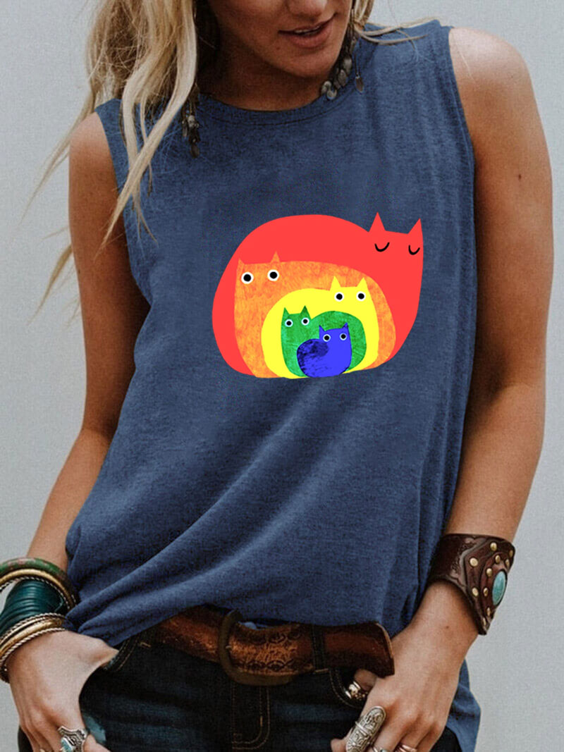 Shirt- Cat Love Sleeveless Tank Top