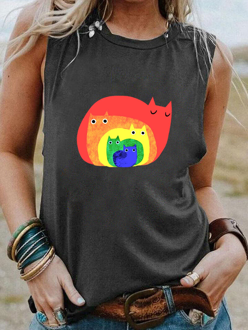 Shirt- Cat Love Sleeveless Tank Top